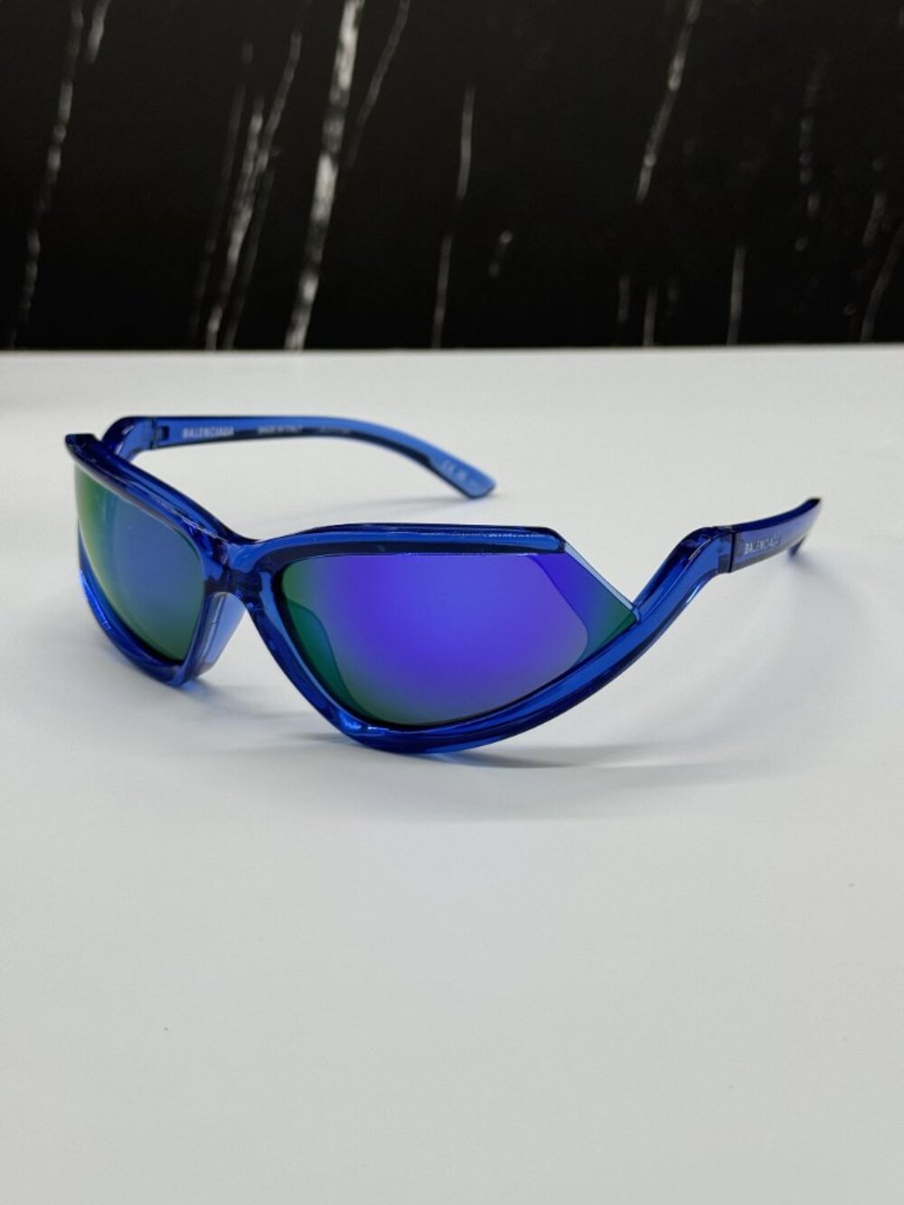 NEW BALENCIAGA BB0289S 004 BLUE GEOMETRIC SUNGLASSES BALENCIAGA EYEWEAR - Picture 2 of 11